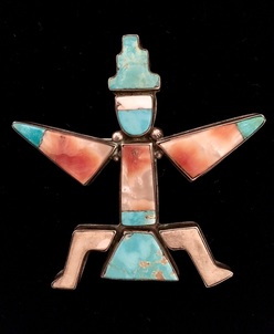 Zuni Kniefwwing mosaic inlay pin, early 1930's 2 3/4
